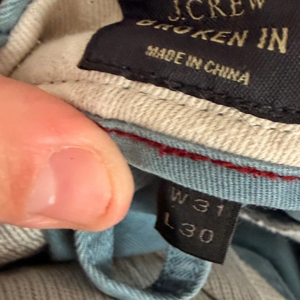 J.Crew Broken-In Chino‎ Pants Mens 31x30 Blue Straight Leg Cotton Twill Trousers